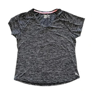 Women’s RBX Active Athletic Workout V Neck X Dri Short Sleeve Shirt Gray Large
